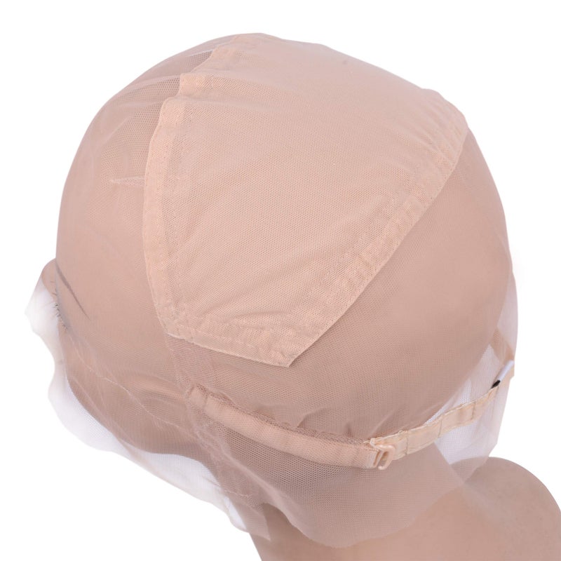 yantaisiyu Full Lace Wig Cap Wig Base with Adjustable Strap Hairnet Cap for Making Wig Caps (Beige L 23inch) - Image 5